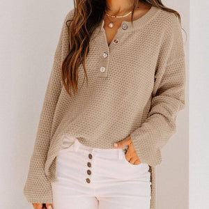 Button Solid Sweater