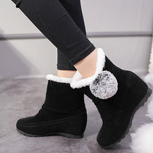 Load image into Gallery viewer, Women Suede Hairball Round Toe Wedges Shoes