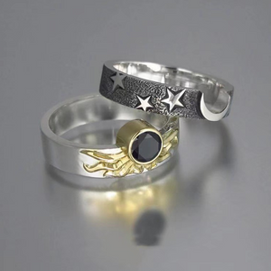 Vintage Star Moon Sun Ring Set