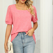 Load image into Gallery viewer, Square Neck T-shirt with Puff Sleeves