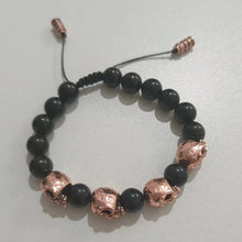 Load image into Gallery viewer, The Sterling Silver Skull Army Onyx Bead Bracelet