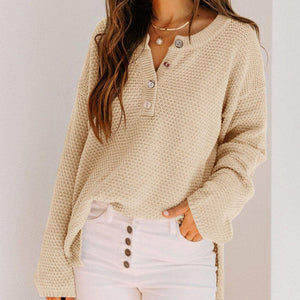 Button Solid Sweater