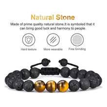 Load image into Gallery viewer, Tiger Eye Lava Rock Stone Bracelet