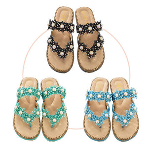 Women's Bohemian Sparkle Bling Flip Flops