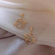 Load image into Gallery viewer, Saturn Gold Earrings