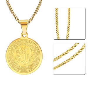 Round Pendant Golden Necklace