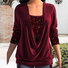 Load image into Gallery viewer, Burgundy Sequin Long Sleeve Top