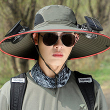 Load image into Gallery viewer, Wide Brim Solar Fan Outdoor Fishing Hat