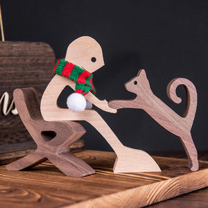 Gift For Pet Lovers - Wood Sculpture Table Ornaments - The Love Between You And Your Fur-Friend