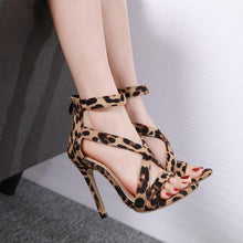 Load image into Gallery viewer, Leopard crossed sandals with back zipper