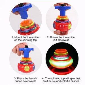 Music Flashing Spinners Toy with Launcher🎁Best Christmas Gift for Kids