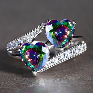 Double Heart Zircon Ring