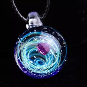 Cosmic starry glass bead pendant necklace