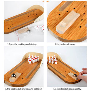 Indoor Wooden Mini Bowling Game Set