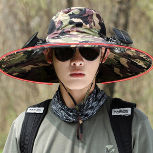 Wide Brim Solar Fan Outdoor Fishing Hat