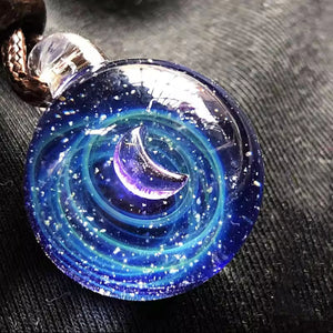 Cosmic starry glass bead pendant necklace