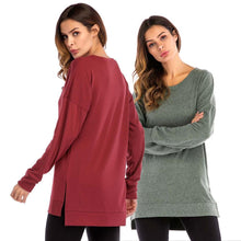 Load image into Gallery viewer, Women&#39;s Side Split Loose Casual Pullover Tunic Tops