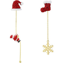 Load image into Gallery viewer, Asymmetric Santa Earrings