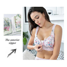 Load image into Gallery viewer, Front Zipper Massage Padding Print Lace-trim Bras