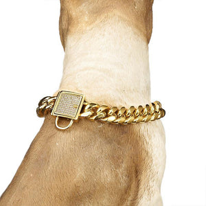 Zirconia Lock Buckle Dogs Chain Necklace