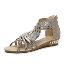 Load image into Gallery viewer, Roman Style Rhinestone Flat Sandals