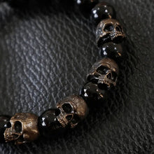 Load image into Gallery viewer, The Sterling Silver Skull Army Onyx Bead Bracelet