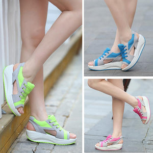 Breathable Platform Sandals with Wedge Heel