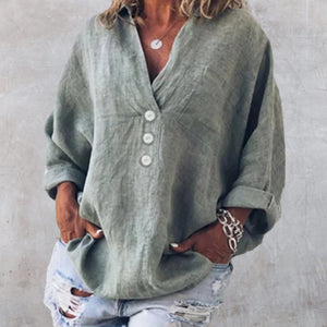 Cotton Linen Lapel Loose Shirt