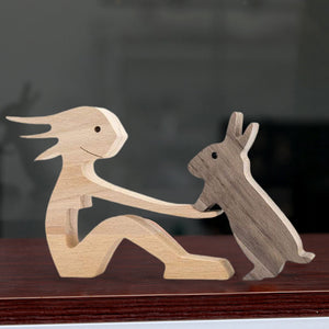 Gift For Pet Lovers - Wood Sculpture Table Ornaments - The Love Between You And Your Fur-Friend