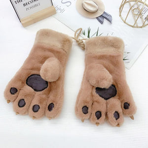 Plush bear claw gloves