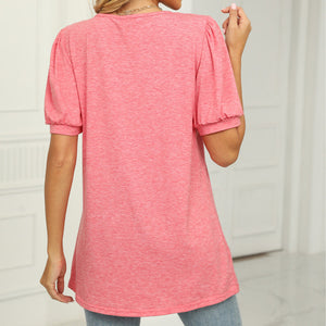 Square Neck T-shirt with Puff Sleeves