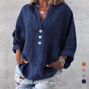 Cotton Linen Lapel Loose Shirt