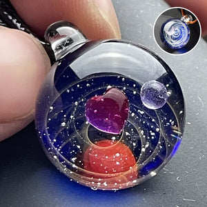 Cosmic starry glass bead pendant necklace