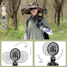 Load image into Gallery viewer, Wide Brim Solar Fan Outdoor Fishing Hat