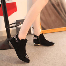 Load image into Gallery viewer, Women Med Square Heel Metal Decoration Ankle Boots