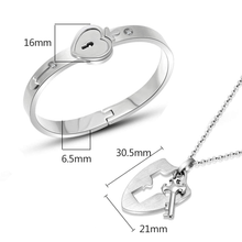 Load image into Gallery viewer, Heart Lock Bracelet &amp; Necklace