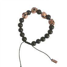 Load image into Gallery viewer, The Sterling Silver Skull Army Onyx Bead Bracelet