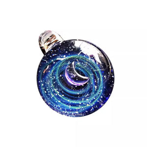 Cosmic starry glass bead pendant necklace