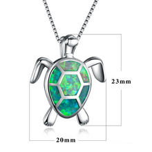 Load image into Gallery viewer, Blue Opal Sea Turtle Necklace