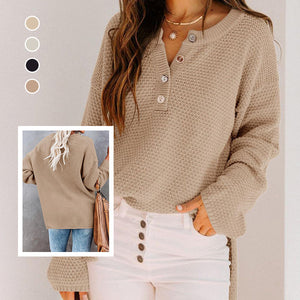 Button Solid Sweater