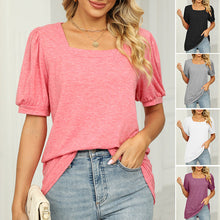 Load image into Gallery viewer, Square Neck T-shirt with Puff Sleeves