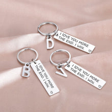 Load image into Gallery viewer, I Love You More Keychain with Custom Letter Pendant