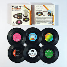 Load image into Gallery viewer, Vinyl Record Coasters with Retro Vinyl Player Holder