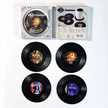 Load image into Gallery viewer, Vinyl Record Coasters with Retro Vinyl Player Holder