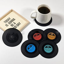 Load image into Gallery viewer, Vinyl Record Coasters with Retro Vinyl Player Holder