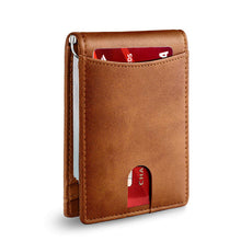 Load image into Gallery viewer, Genuine Leather Anti-theft Swipe Card Holder